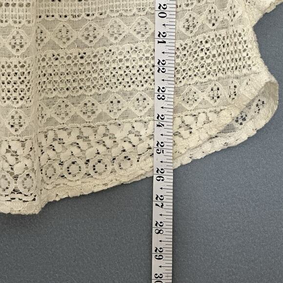 Vintage Y2K Womens Top M‎ Ivory Crochet Lace Sheer Flowy Poncho Western Boho - Picture 8 of 10